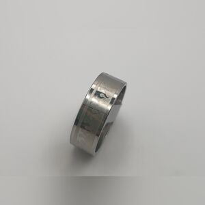 Stainless Steel Alloy Silver Engraved Ring Band Size 19 U.S Size 9.5